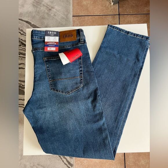 Izod Men’s Comfort Stretch Strait Fit Jeans - Picture 3 of 6